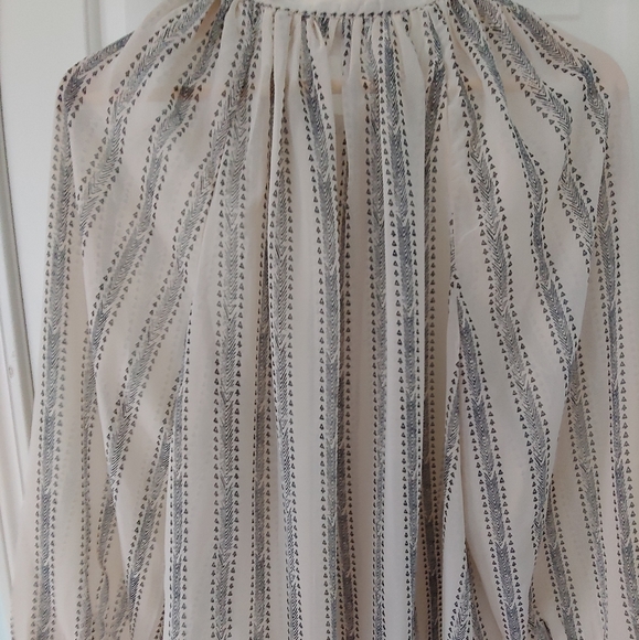 EUC Plus Size Lucky Brand Sheer Button Front Geo Stripe Poet Blouse – Size 1X - Picture 13 of 14
